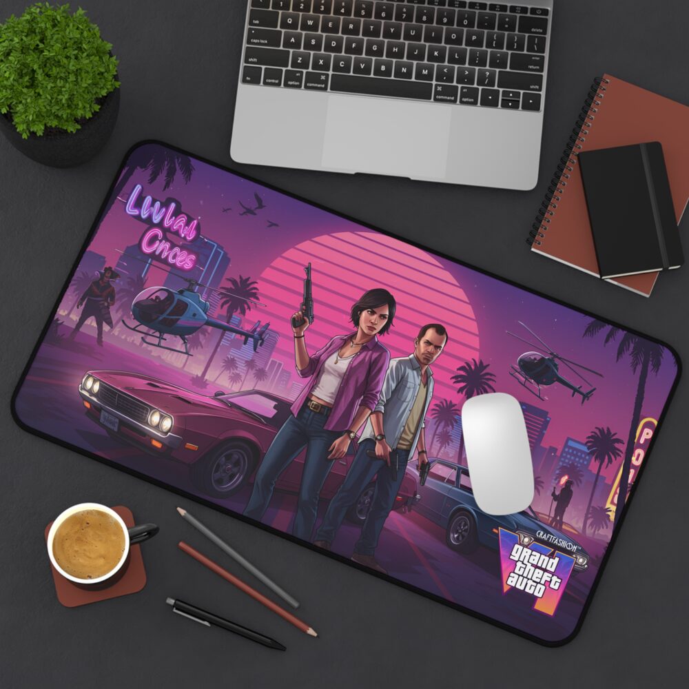 CraftFashion™ | Vice Chaos Edition | GTA VI Cinematic Desk Mat 2026